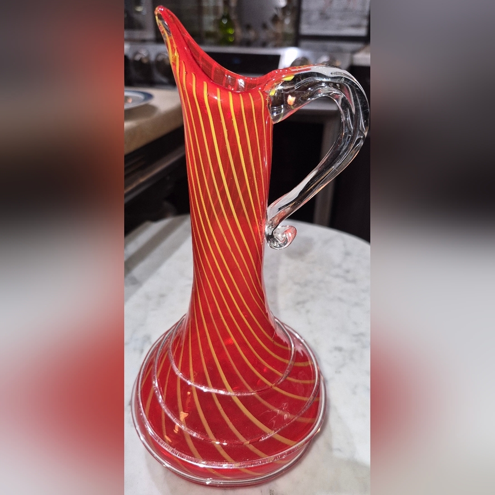 Vintage Murano Style Glass Vase 10.5 Inches Tall